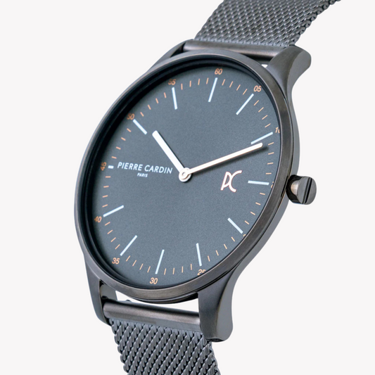 Pierre Cardin Men's Gray Stainless Steel Watch, Black Case | Cba.4014-1