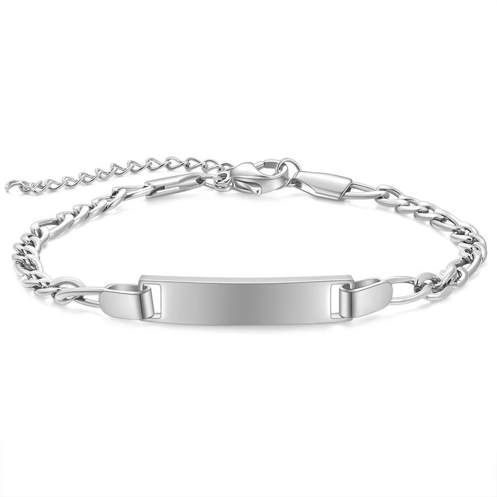 Bracelet enfant personnalisable en acier inoxydable à bande lisse et incurvée avec réglage 16+4cm